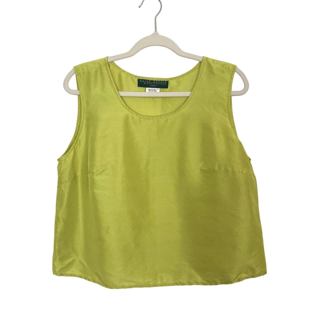 Harve Benard by Benard Holtzman Bright Green Chartreuse Silk Shell Tank Top
